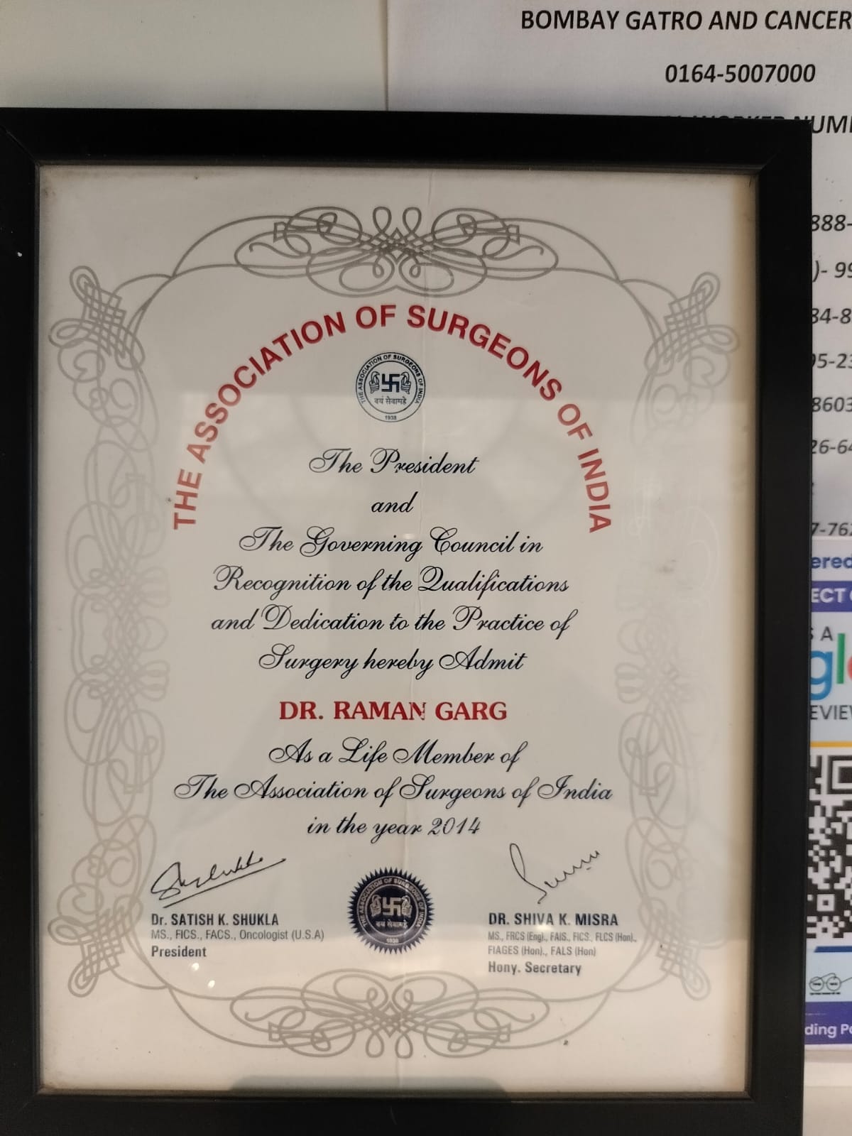 Life Member — The Association of Surgeons of India (ASI), 2014