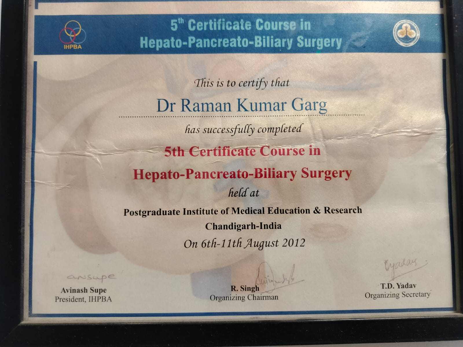 5th Certificate Course in Hepato-Pancreato-Biliary Surgery (IHPBA)