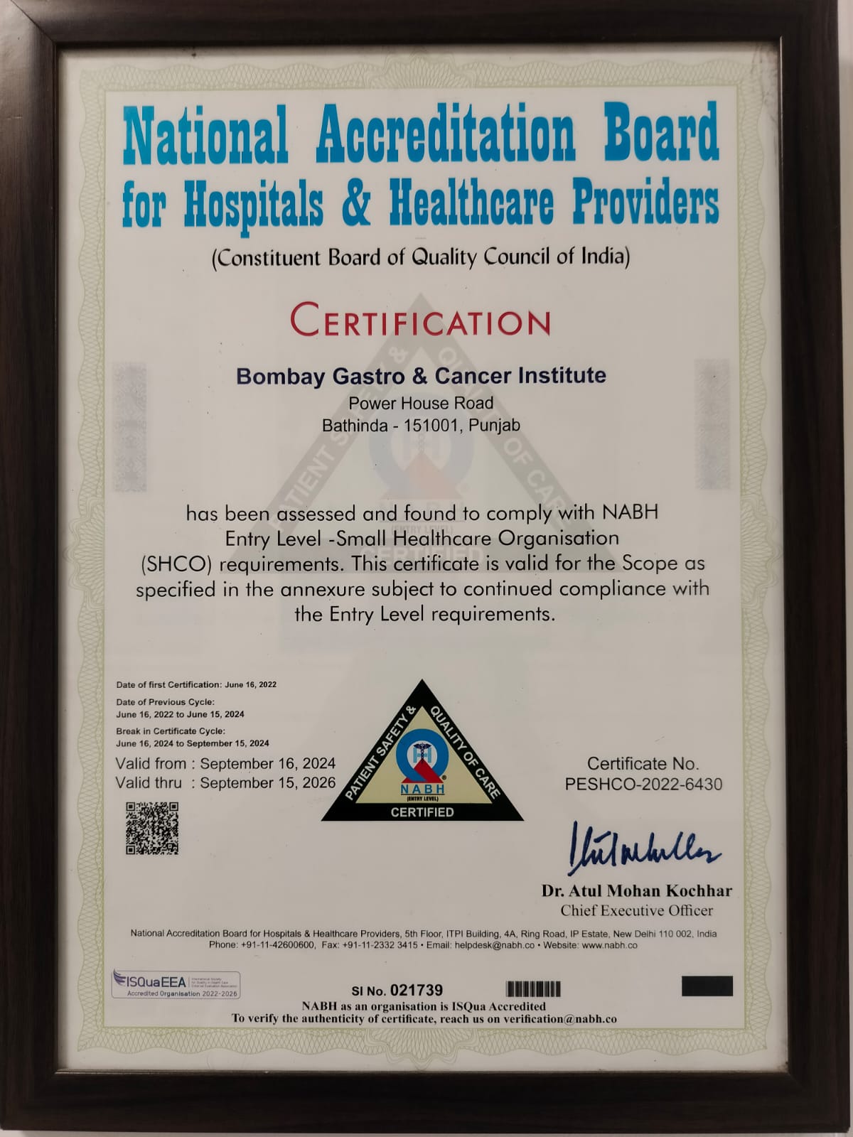 NABH Certification — Bombay Gastro & Cancer Institute